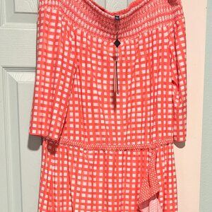 CABANA LIFE Nantucket Off Shoulder Maxi Dress UPF 50 White Coral NWT